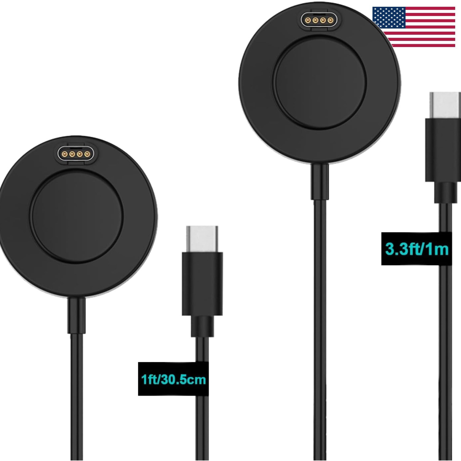 Versatile 2-Pack USB-C Charging Cables for All Garmin Devices - 1m & 30cm