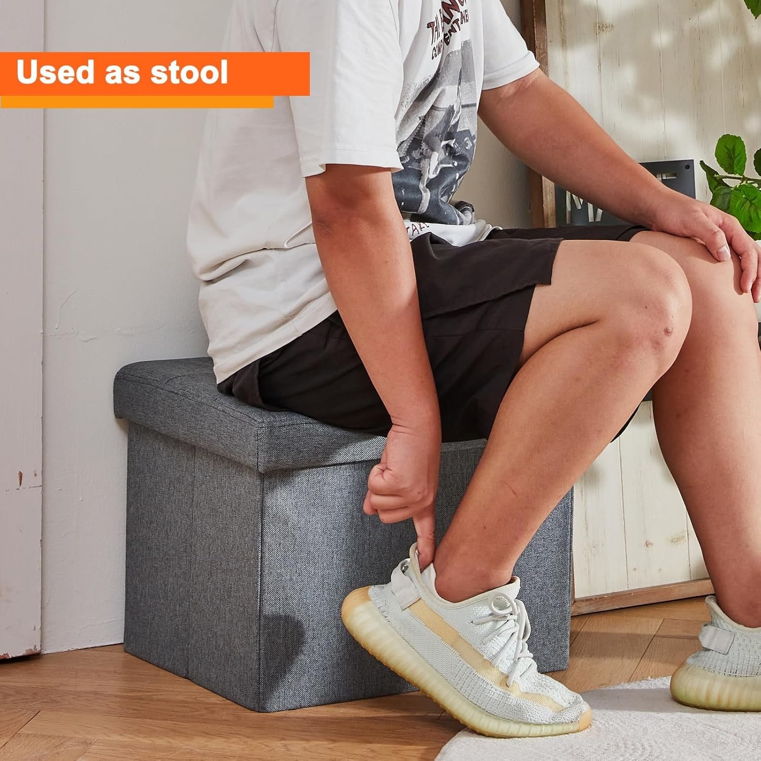 Storage Ottoman Footrest Stool Small Ottoman with Storage Foldable Ottomans F...