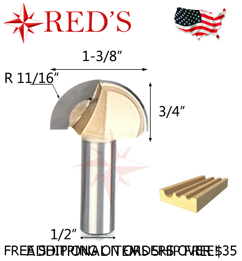 Tideway Carbide PRO LC05022208 11/16" Radius Core Box 1/2" shank router bit