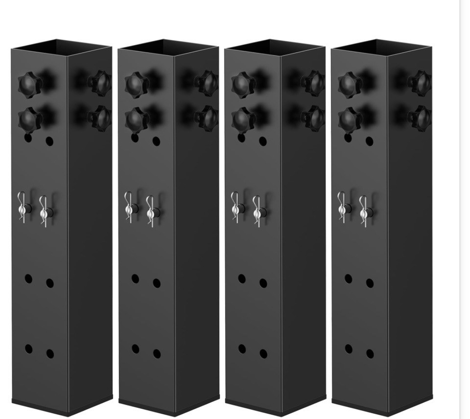 4 Pack Carbon, Steel Dorm, Bed Riser 3.1” Black Metal Bed Riser