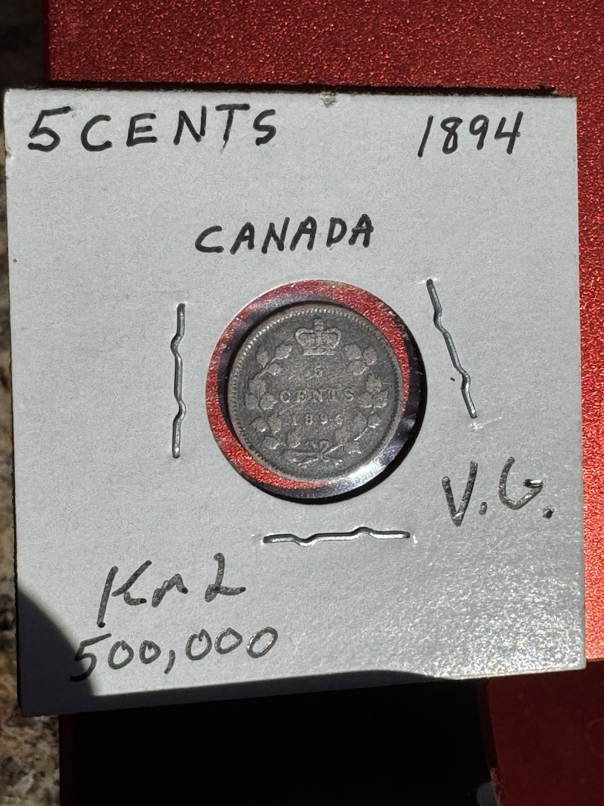 1894 Canadian .925 Sterling Silver 5 Cents Coin Canada low mintage