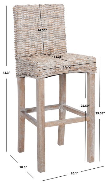 Safavieh TOBIE RATTAN BAR STOOL, Reduced Price 2172784030 BST6500B