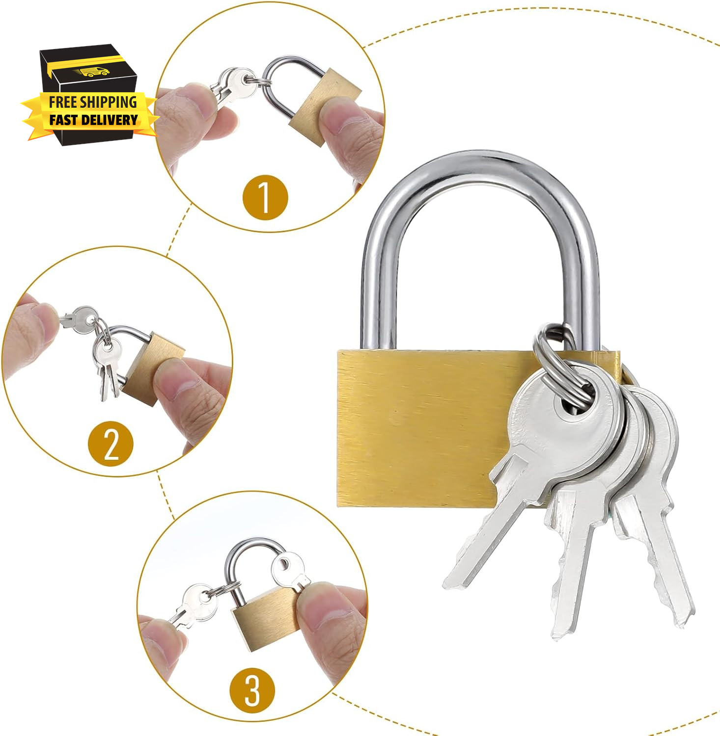 4 Pcs Small Lock, Small Solid Brass Keyed Padlocks, 20Mm + 25Mm Gym Locker Lock,