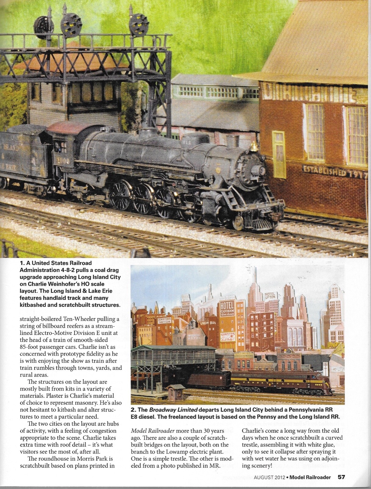 Model Railroader Aug.2012 Mountain Layout Multi Deck Oil Refinery Tunnel Portal