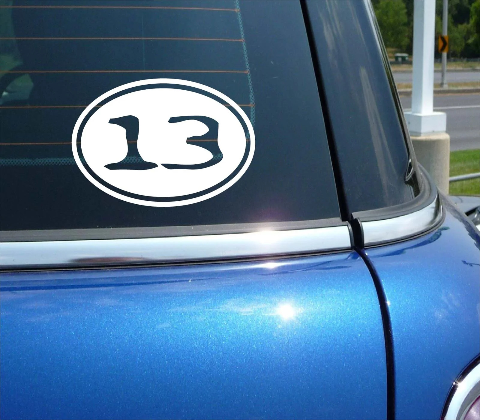 Euro 13 Luck Unlucky Number Decal Sticker Car Wall Oval NOT Two Colors