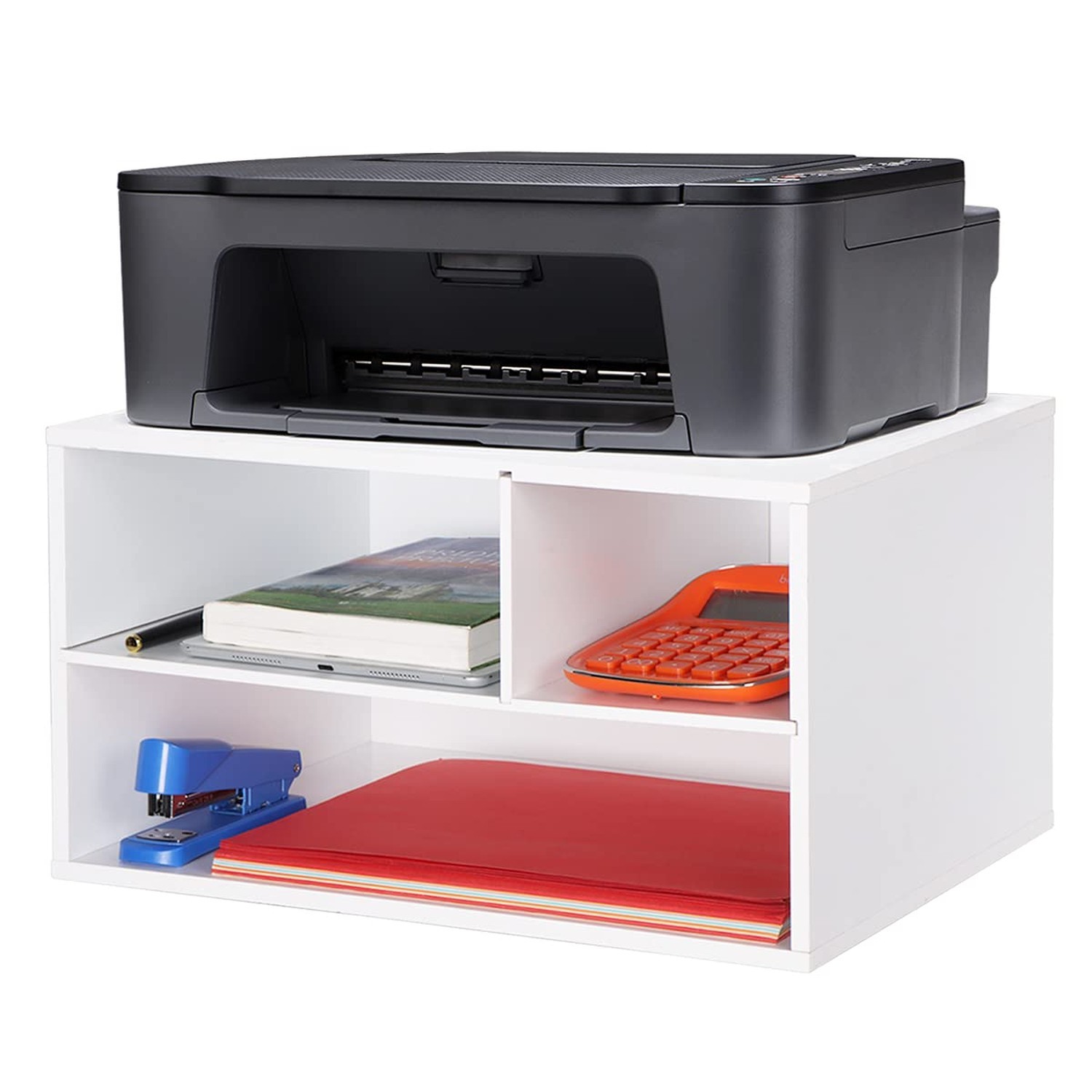 EMERIT Printer Stand Shelf with Storage Wood Desk Paper Organzier for Home/Of...