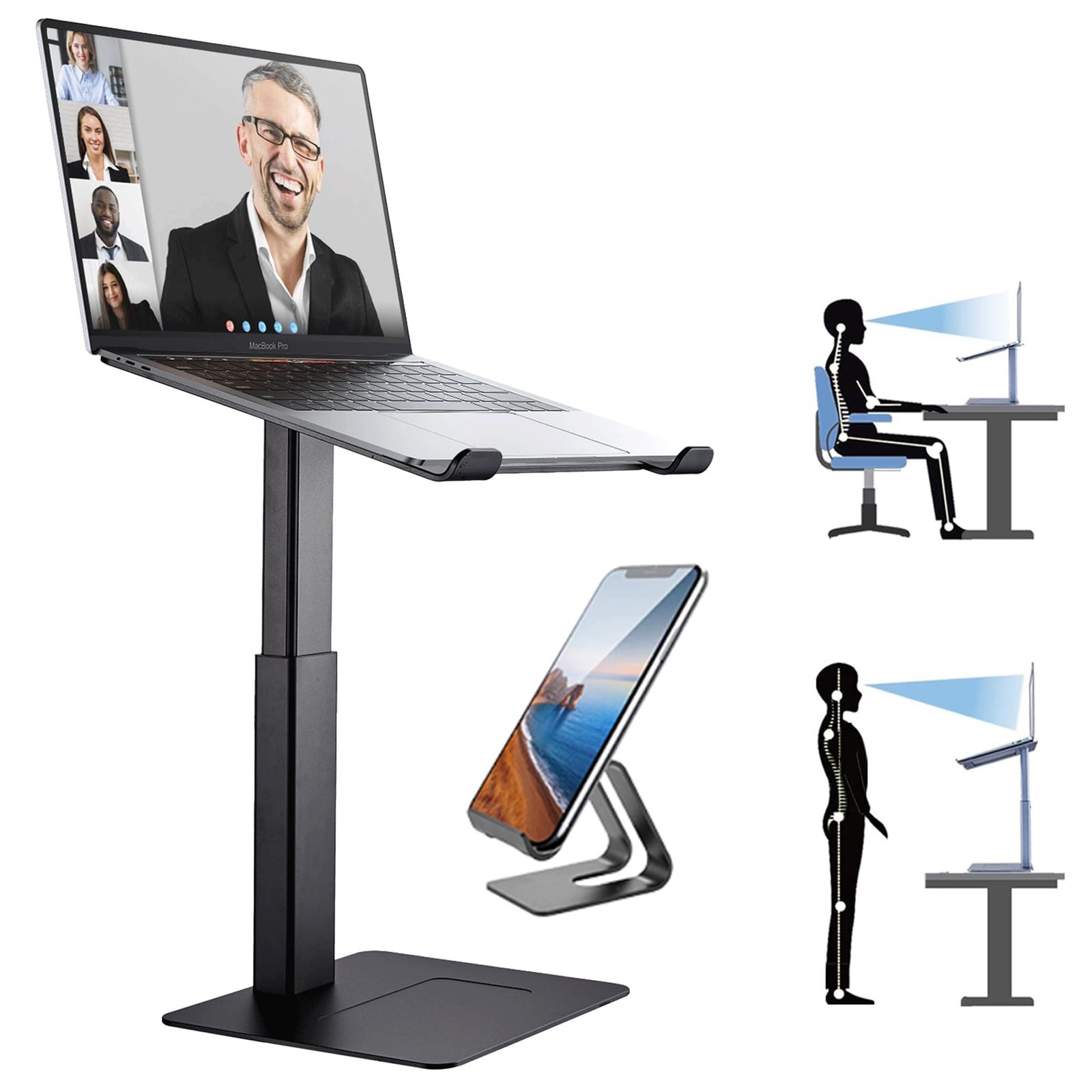 Laptop Stand for Desk, Ergonomic Sitting and Standing Laptop Riser for Notebo...