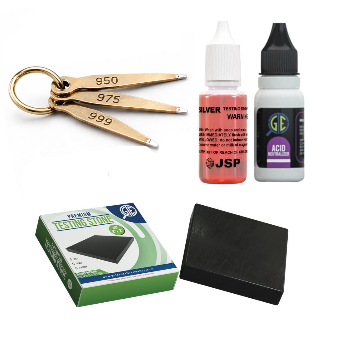 Silver Testing Kit Acid Stone Needles Neutralizer 950 975 999 Jewelry Test