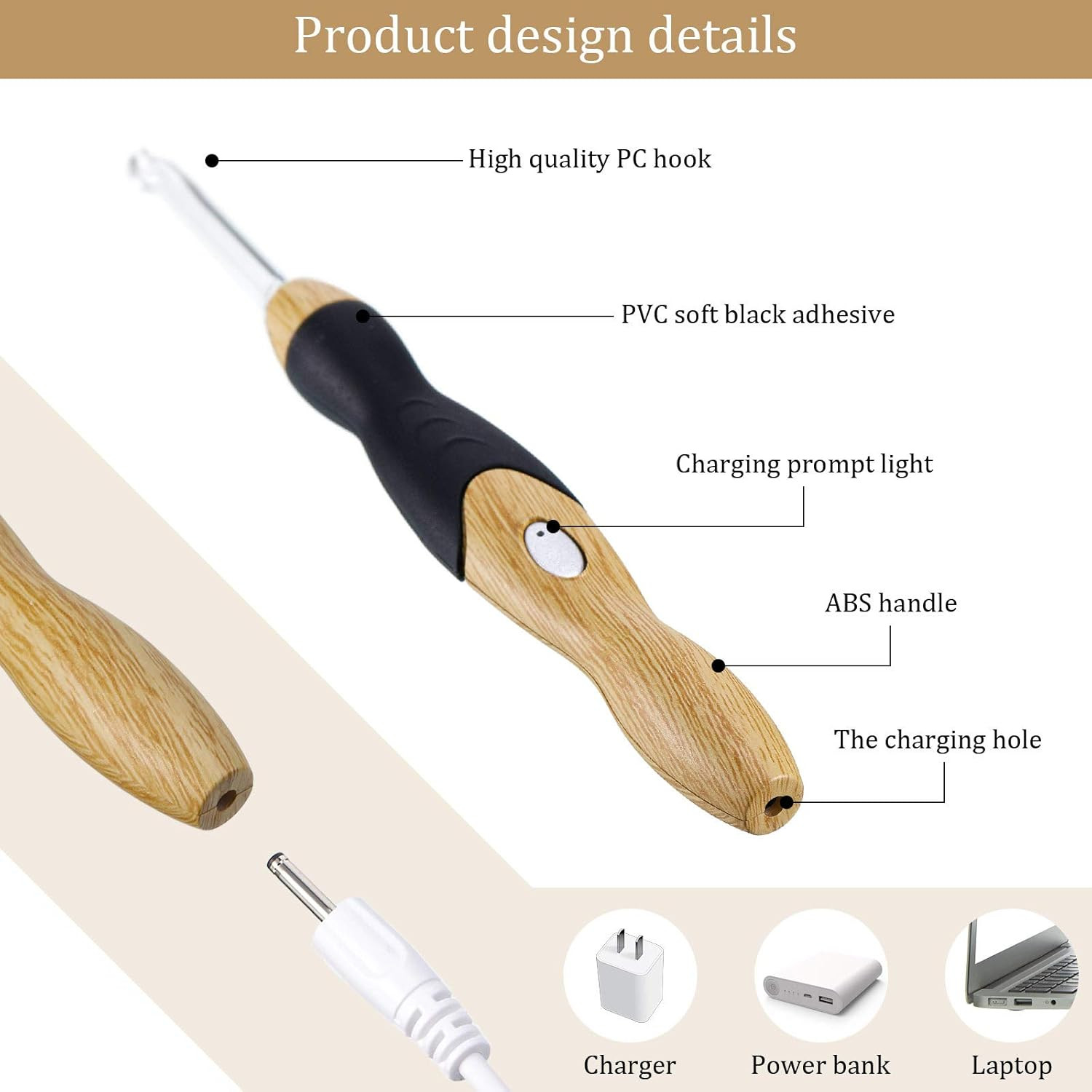 11 Sizes Lighted Crochet Hooks Set Rechargeable Crochet Hook Light up Hooks with