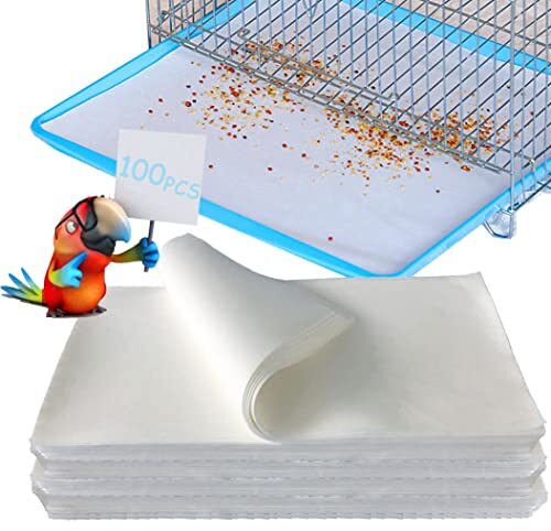 100PCS Bird Cage Liner Papers, Disposable Cage Paper Liners Precut White