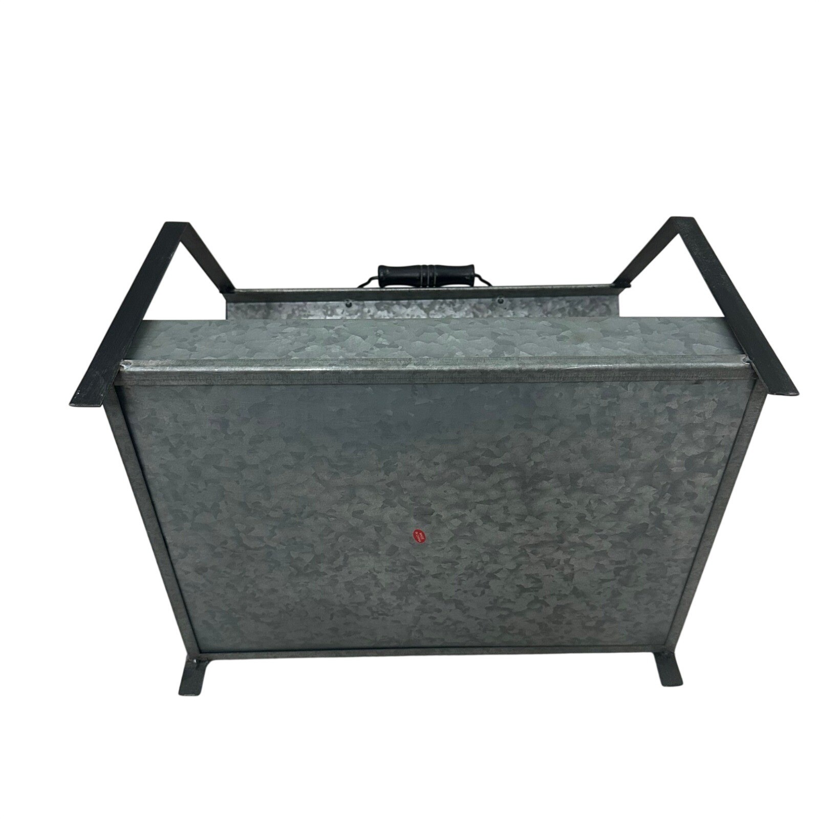 Galvanized Metal Caddy Rustic Farmhouse Industrial Storage Tray Black Frame 16in