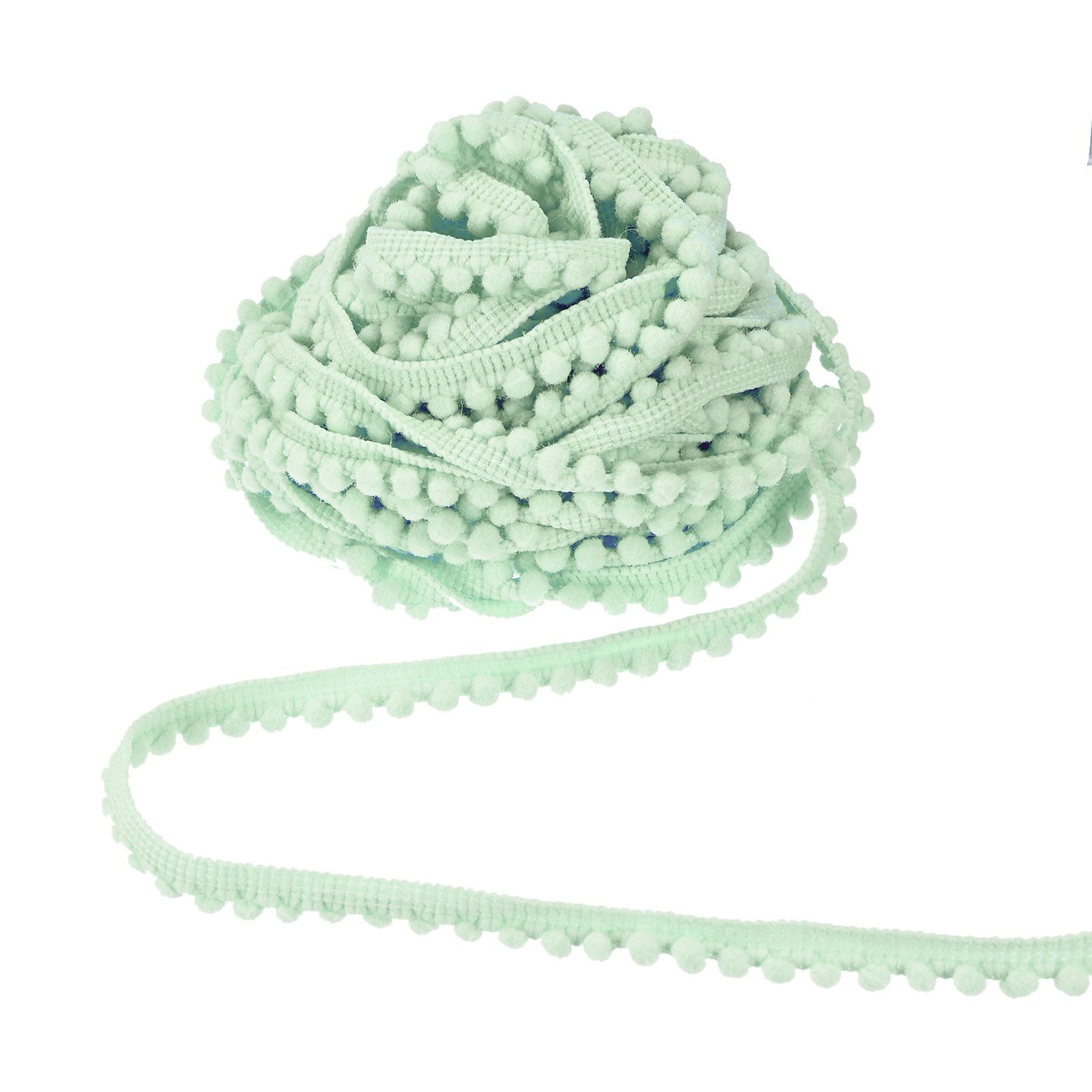 3Pcs Mini Pom Pom Ball Fringe Trim, 10 Yards for Sewing DIY Crafts Light Green