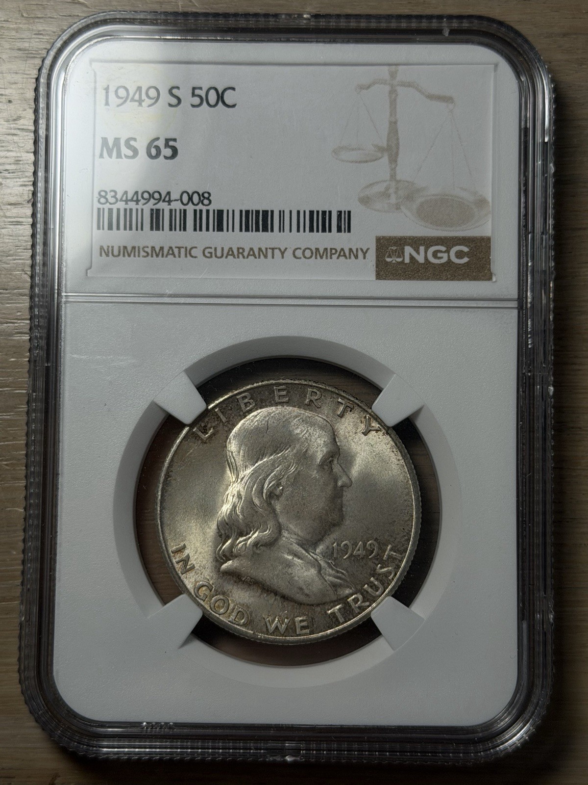 1949 S Franklin Half Dollar NGC MS 65