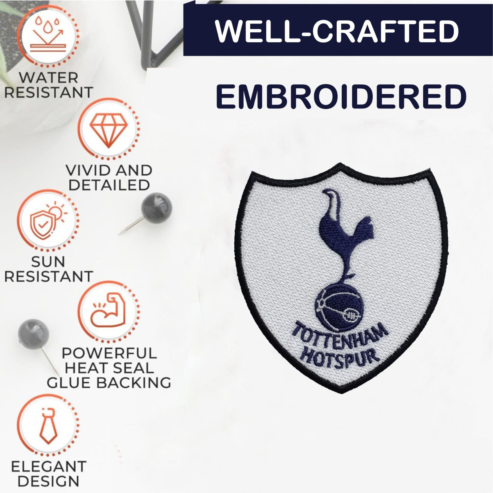 Tottenham Hotspur FC Logo Iron On Patch - Sew Patch - Embroidered Patch