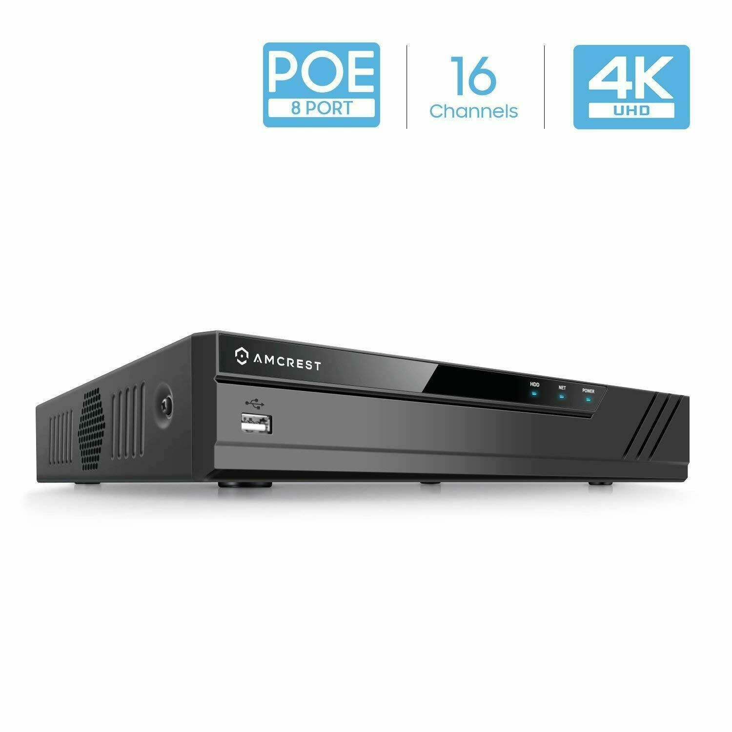 Amcrest 4K 16CH NVR No PoE Ports Supports up to 10TB HDD NV4116-A2 -  1 Warranty