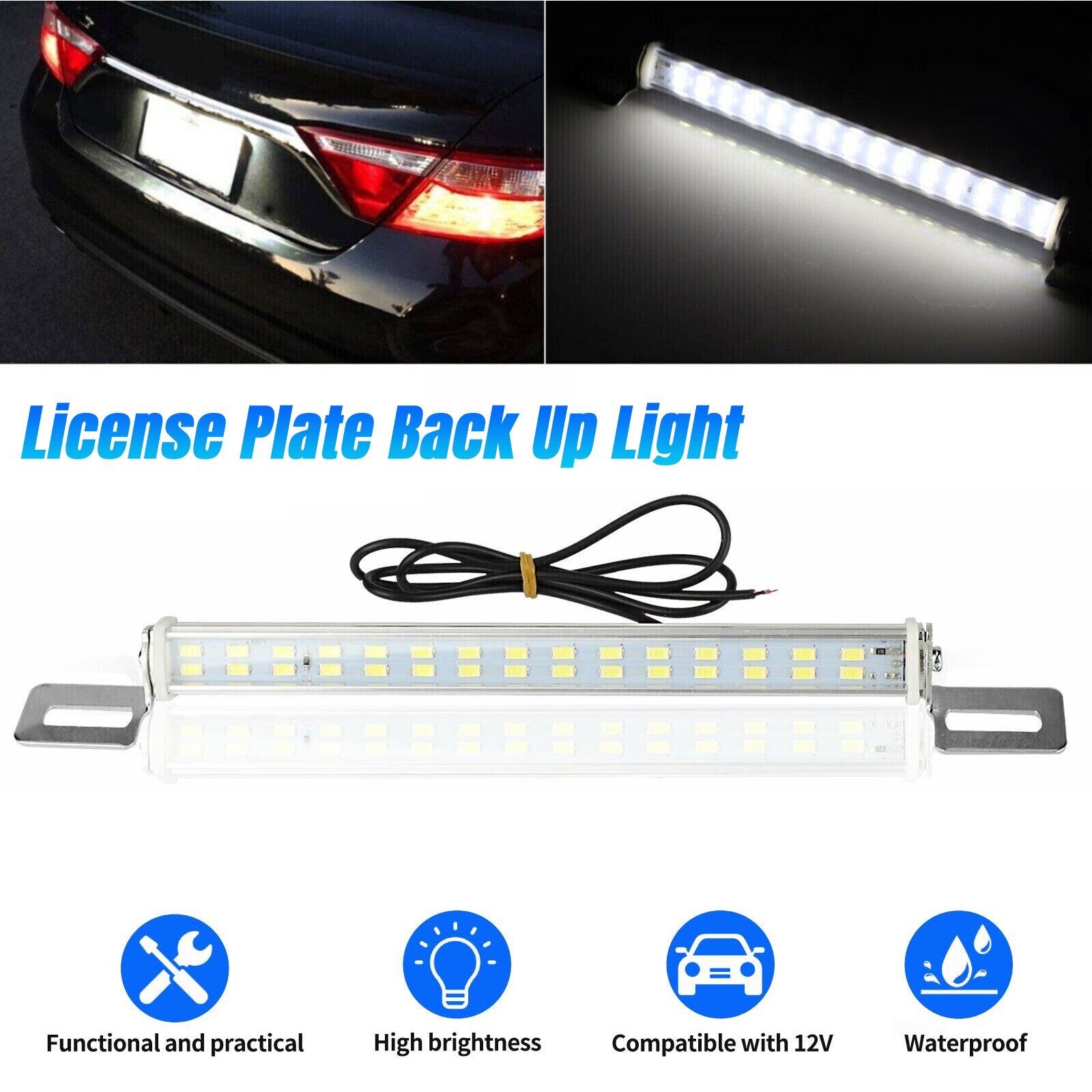Universal LED License Plate Back Up Light for Car SUV Truck RV Xenon 6000K White