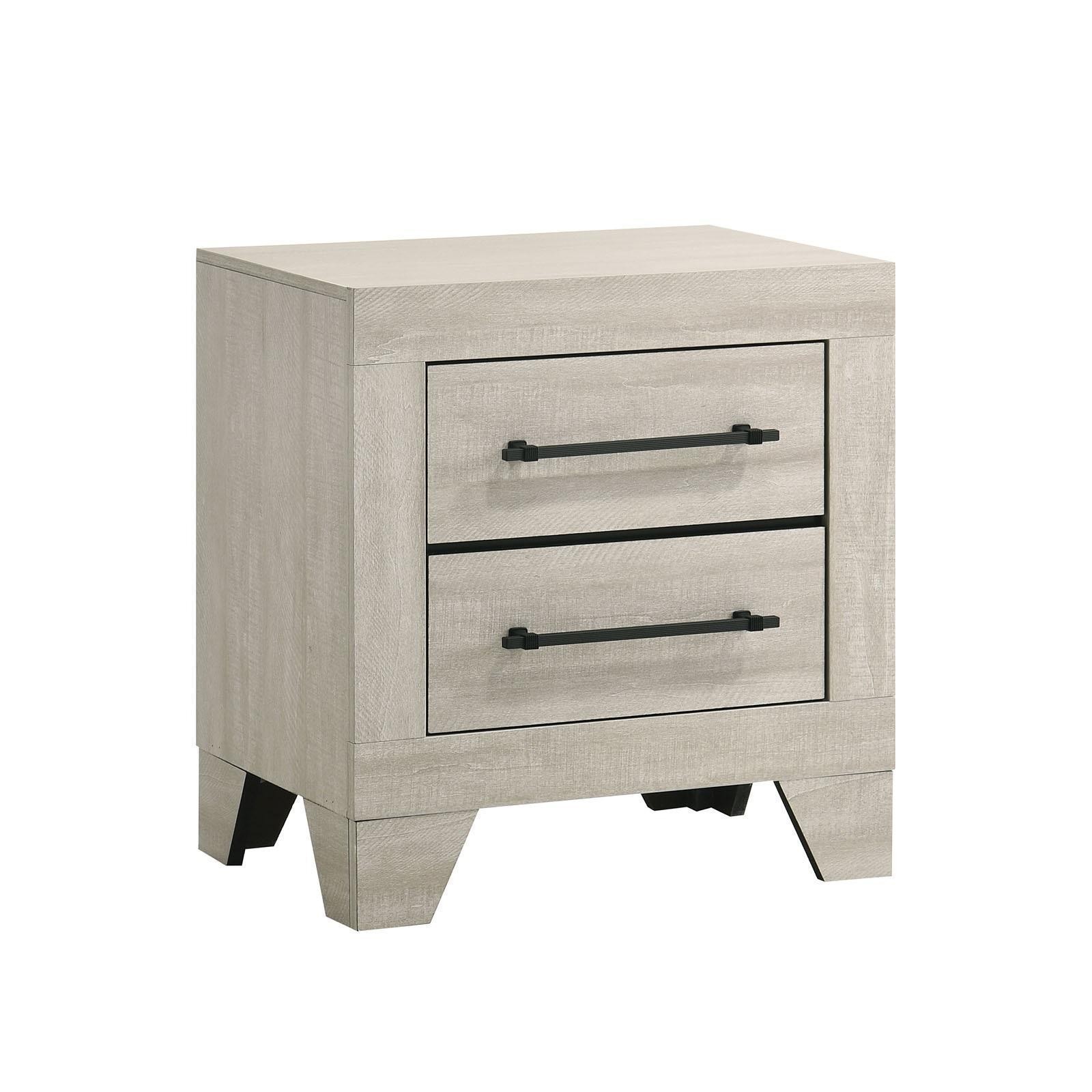 Tall Nightstands Set of 2 Light Gray Solid Wood Central Glide Drawer English