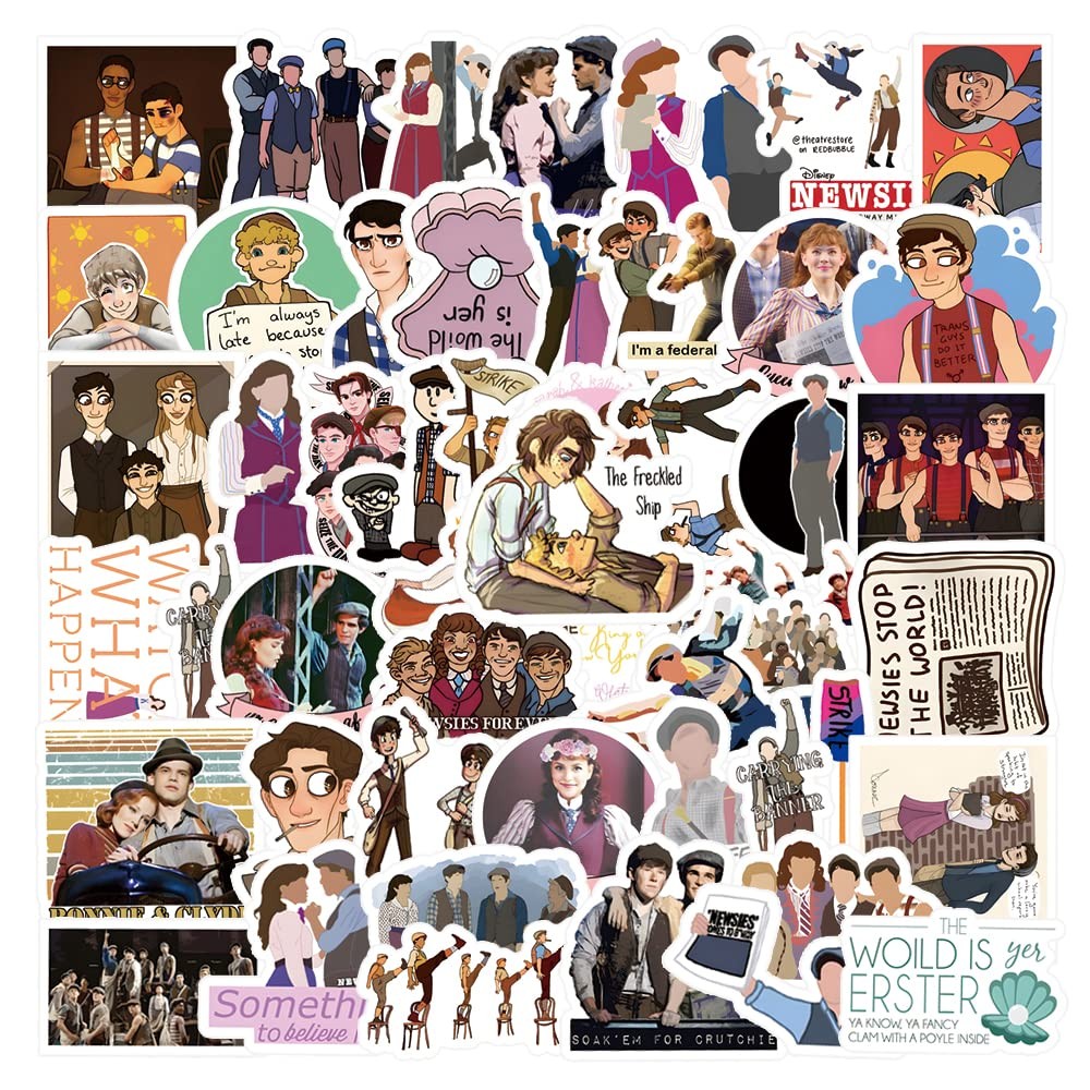 Newsies Stickers 61pcs Musicals Decals Aesthetic Waterproof Vinyl Multicolor