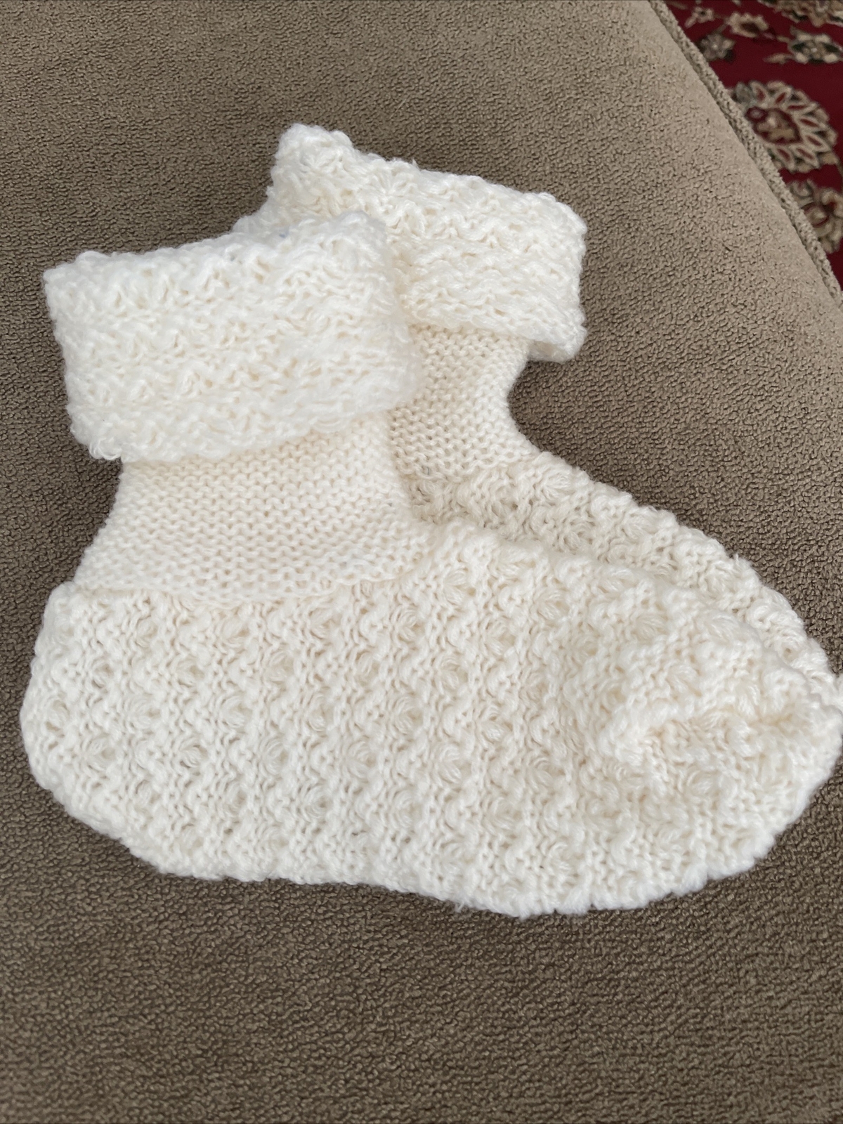 Ivory Unbranded Knitted Slipper Socks Booties One Size Stretch (JL)