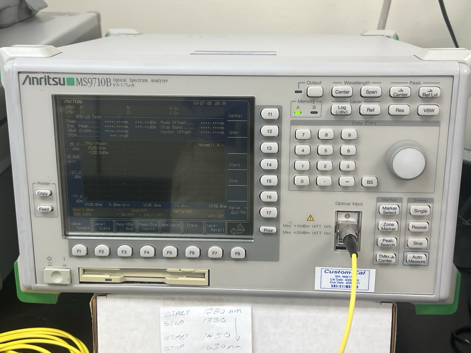 Anritsu MS9710B Optical Spectrum Analyzer 0.6-1.75 µm MPN MS9710B