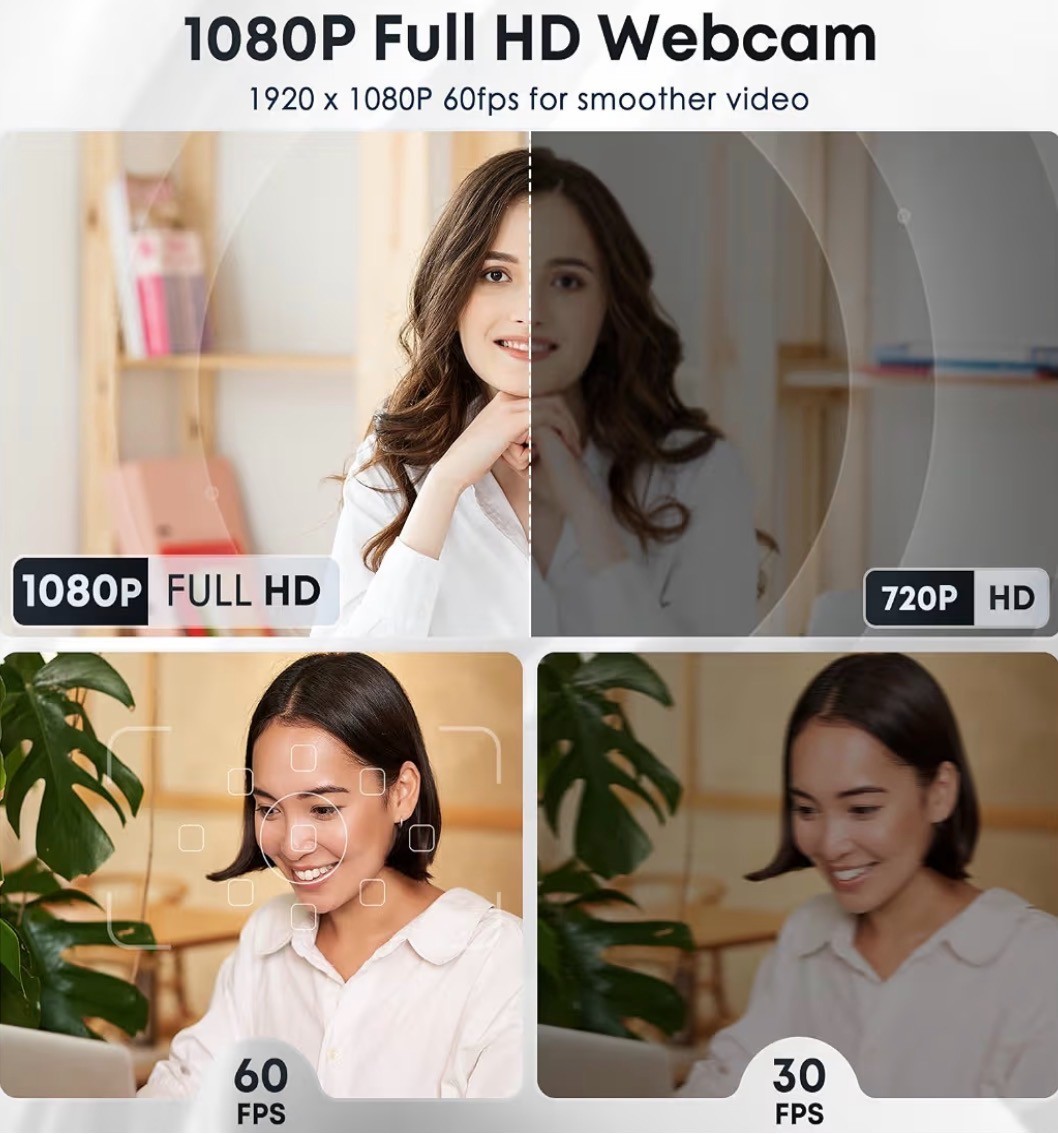 Web Cam Full HD, Auto Focus, Wide View (Black)