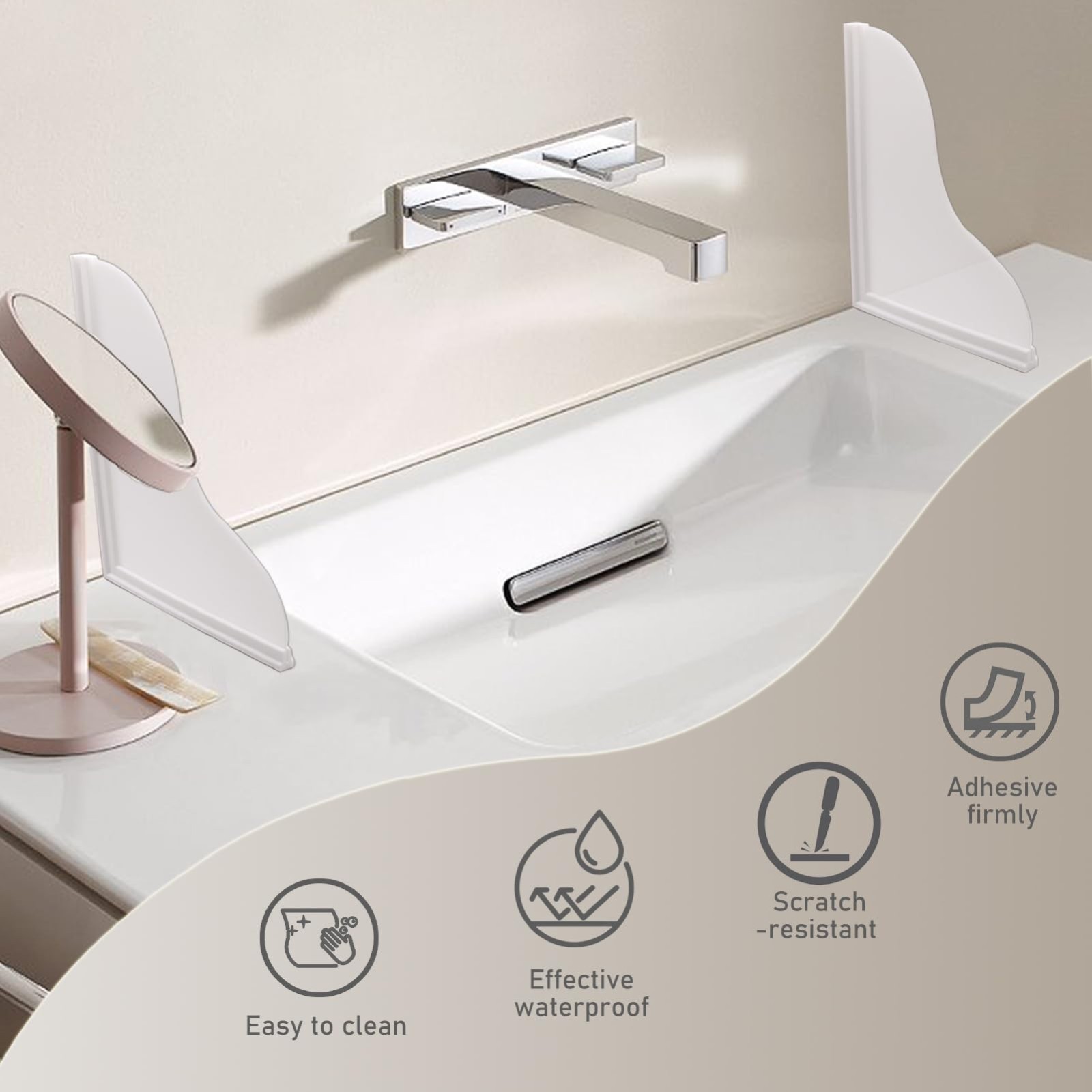 Waterproof Shower Splash Guard Kit - Large Self-Adhesive Corner Guards, 2 Pack