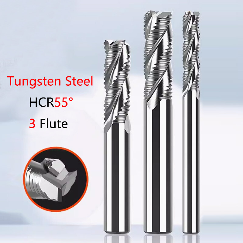Solid Carbide End Mill Cutter 3 Flute Corrugated Rough HCR55° Aluminum Machining