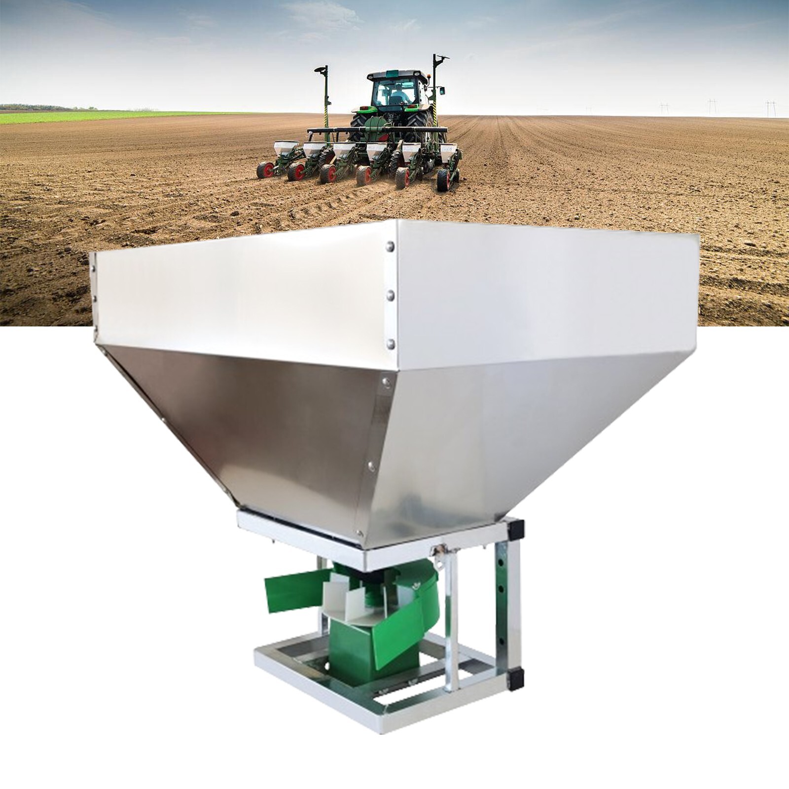 Electric Fertilizer Spreader ATV Stainless Steel Broadcast Large Hopper Capacity