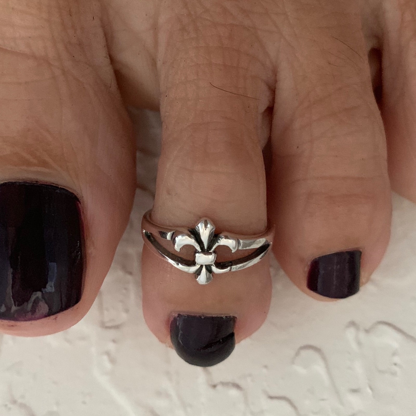 Sterling Silver Fleur De Lis Toe Ring, Silver Rings, Flower Ring, Saints Ring