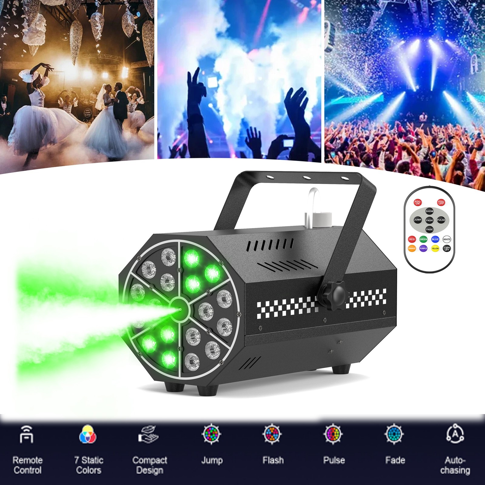 18 LED Smoke Fog Machine Stage Lighting Effect Disco Show Halloween W/Remote