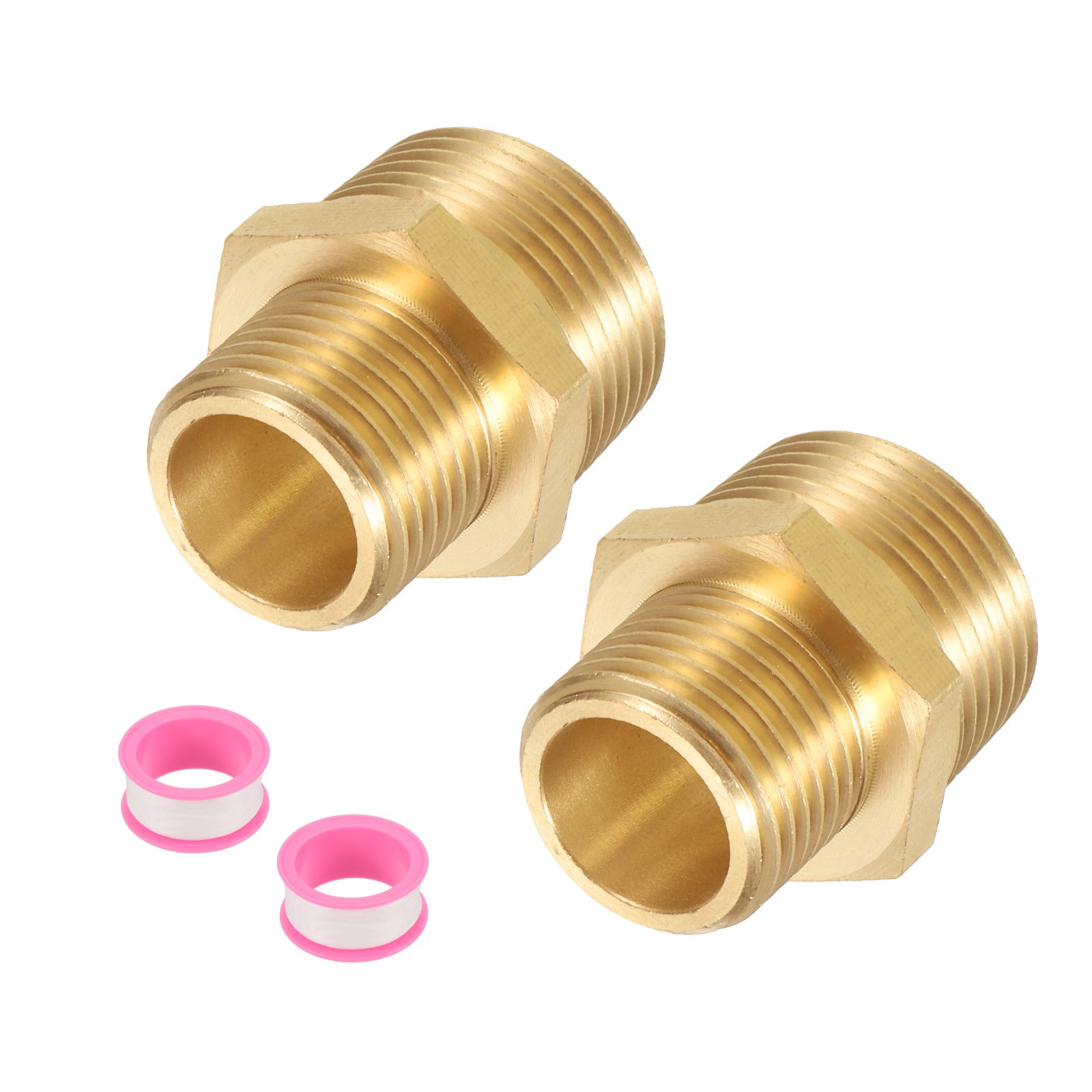 2pcs Brass Pipe Fitting, 1/2" g Male × 3/4" NPT Male Hex Nipple Pipe Adapter