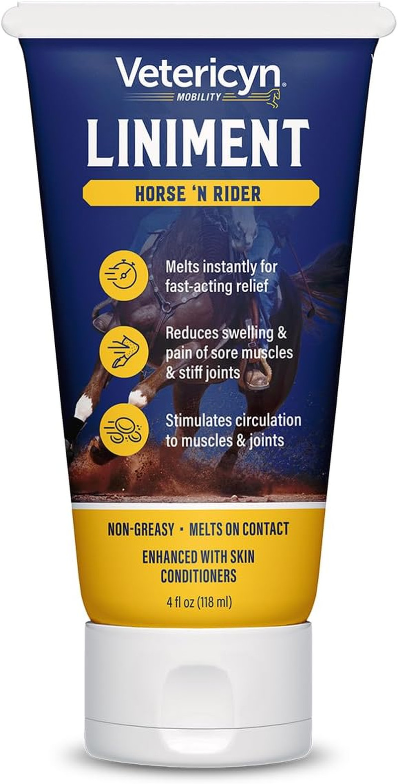 Mobility Horse and Rider Liniment for Fast-Acting Relief of Muscles and Joints.