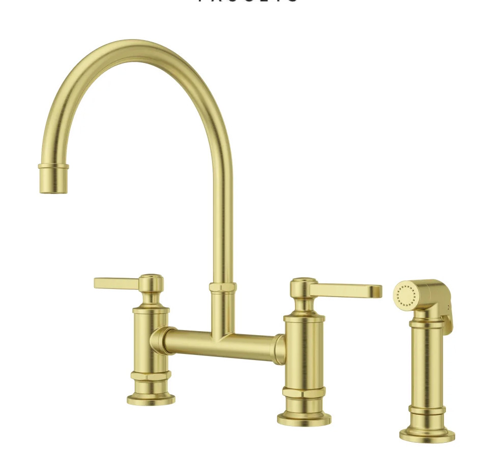 Pfister Port Haven LG31-TDBG Widespread Bridge Kitchen Faucet Brushed Gold NEW