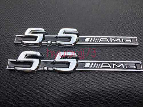 2× FOR MERCEDES 5.5 AMG BADGE SIDE WING CL55 S55 ML55 SL55 CLS SLK55 CLS55 C55