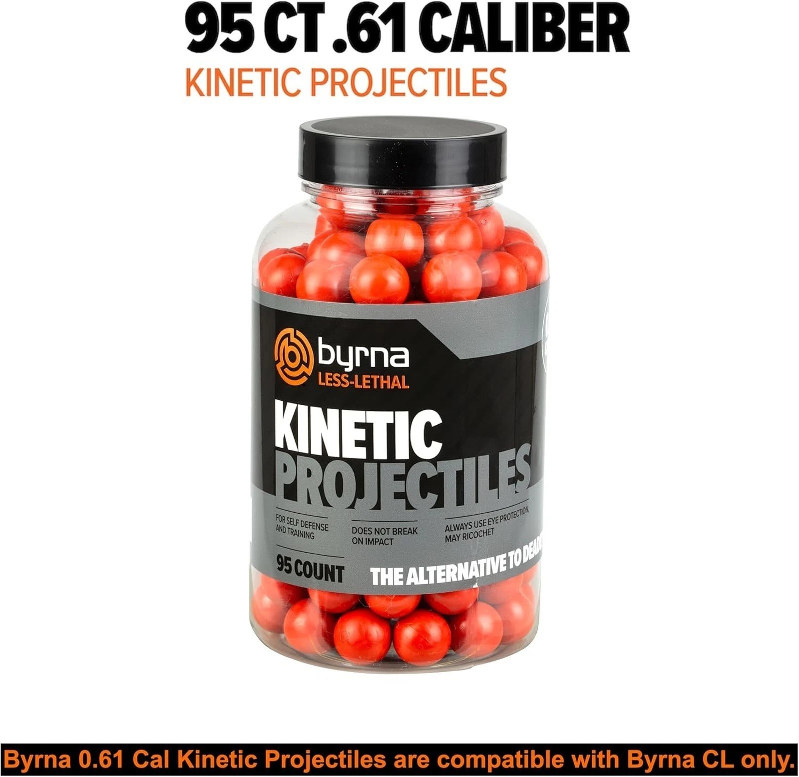 Kinetic Projectiles .61 Caliber Hard Plastic Rounds for Training and Self