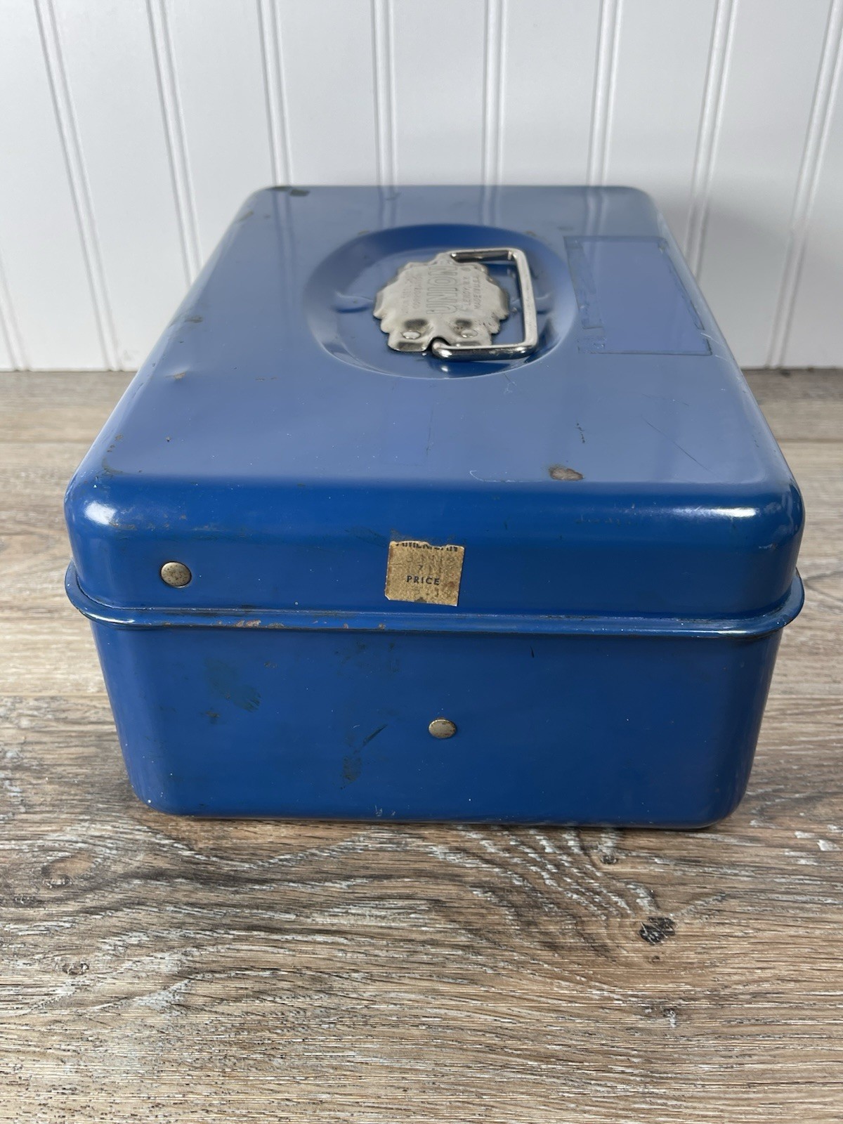 Vintage Union Metal Model 1111 Cash tackle box Blue Fold Out USA NO KEY