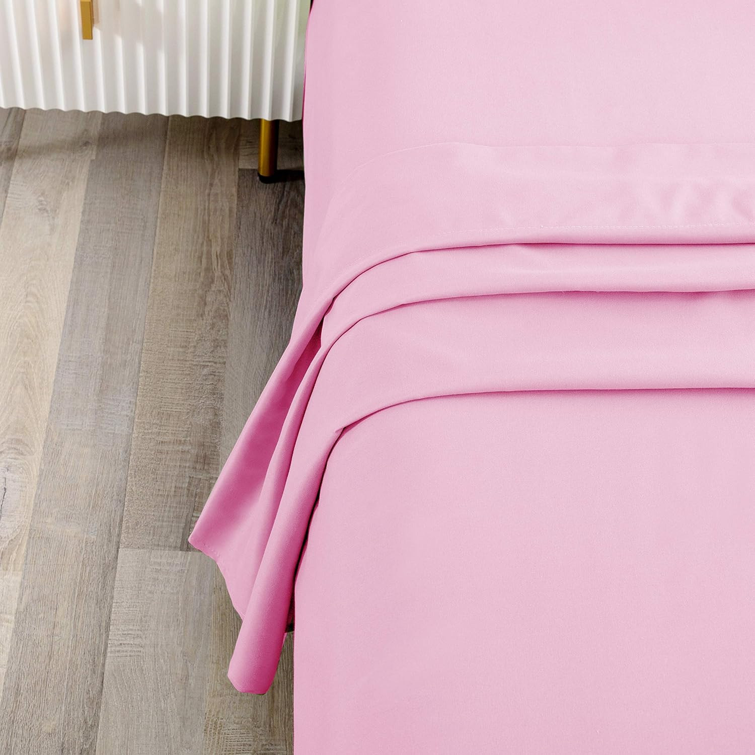 Bedding Flat Sheet, Twin Pink Top Sheet for Mattress