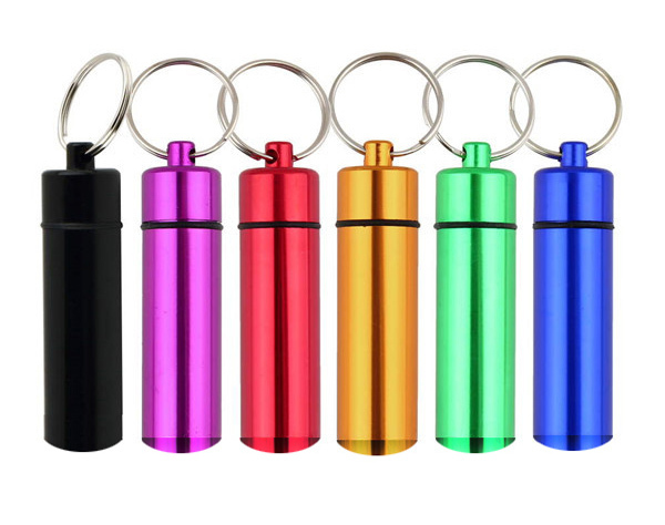 (Lot of 30) Colorful Travel Medicine Pill Bottle Key Rings 14mm