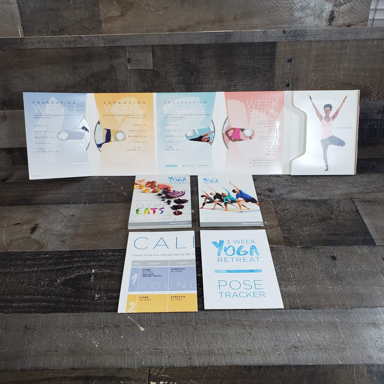 Beachbody 3 Week Yoga Retreat, 4 DVD Set + Clean Eats, Calendar & Exercise