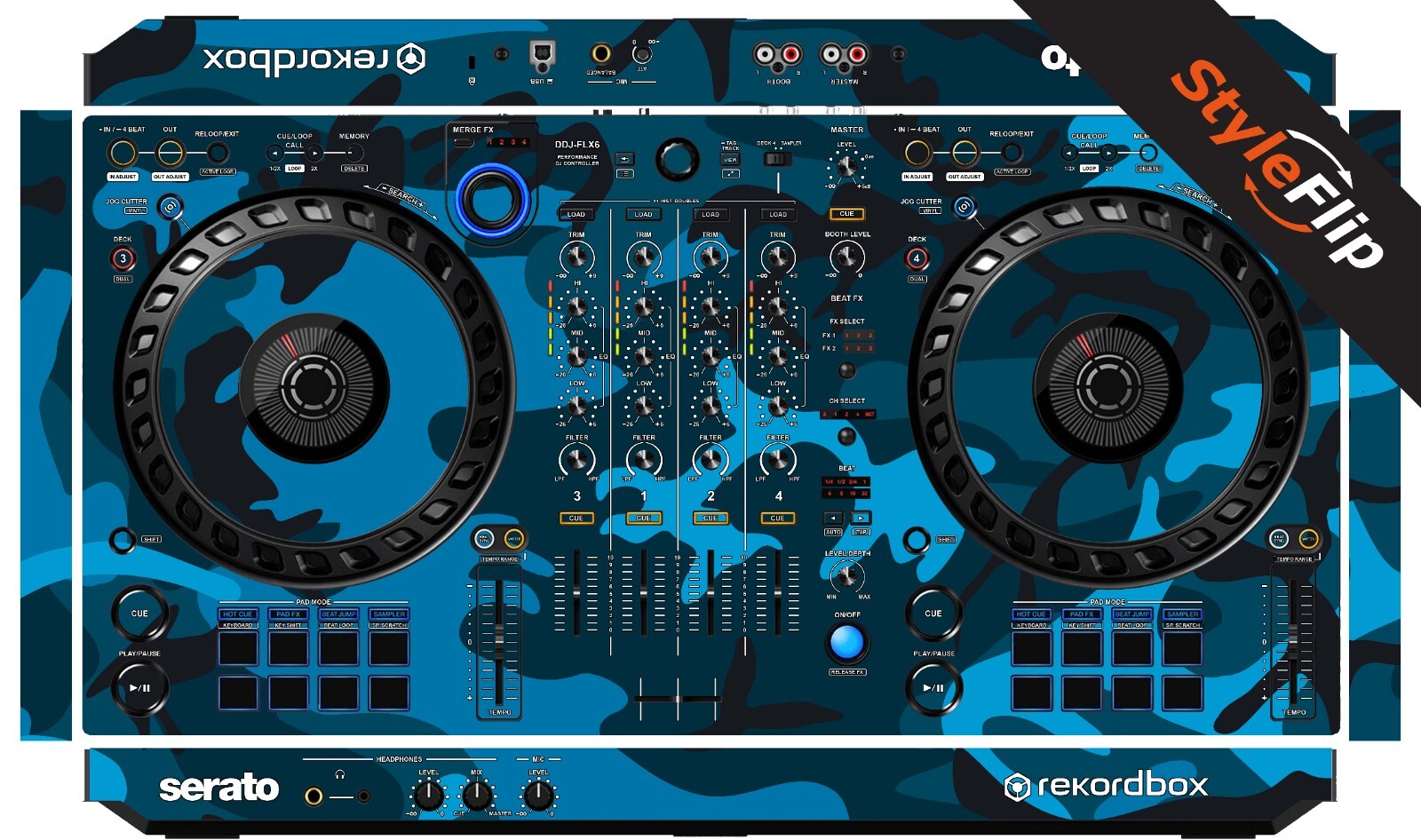 Pioneer DDJ-FLX6 GT Skin | Camo Blue | Protective Decal | StyleFlip Skins