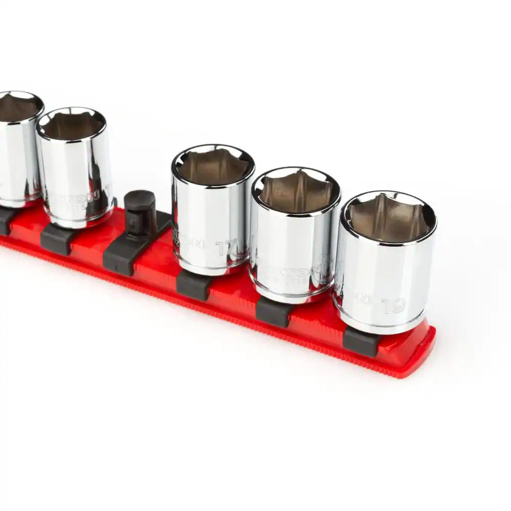 3/8 In. Drive X 18 In. Socket Rail, 20 Clips, Red