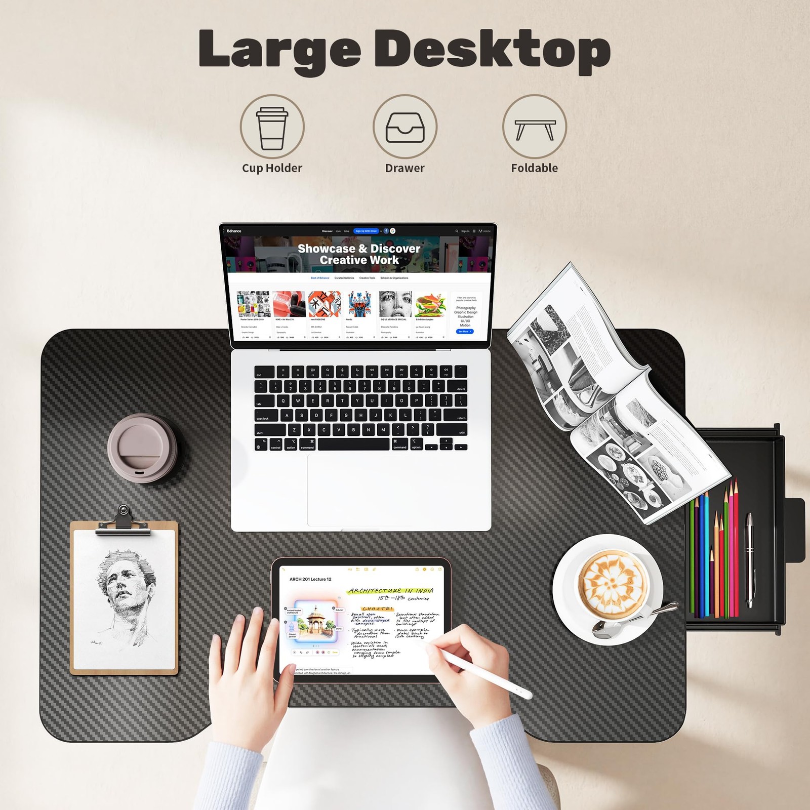 Lap Desk for Adults Portable Foldable Bed Desk Tray Table