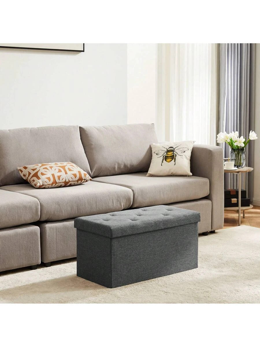 30 Inch Folding Storage Ottoman Bench, Foot Rest Stool With Padded