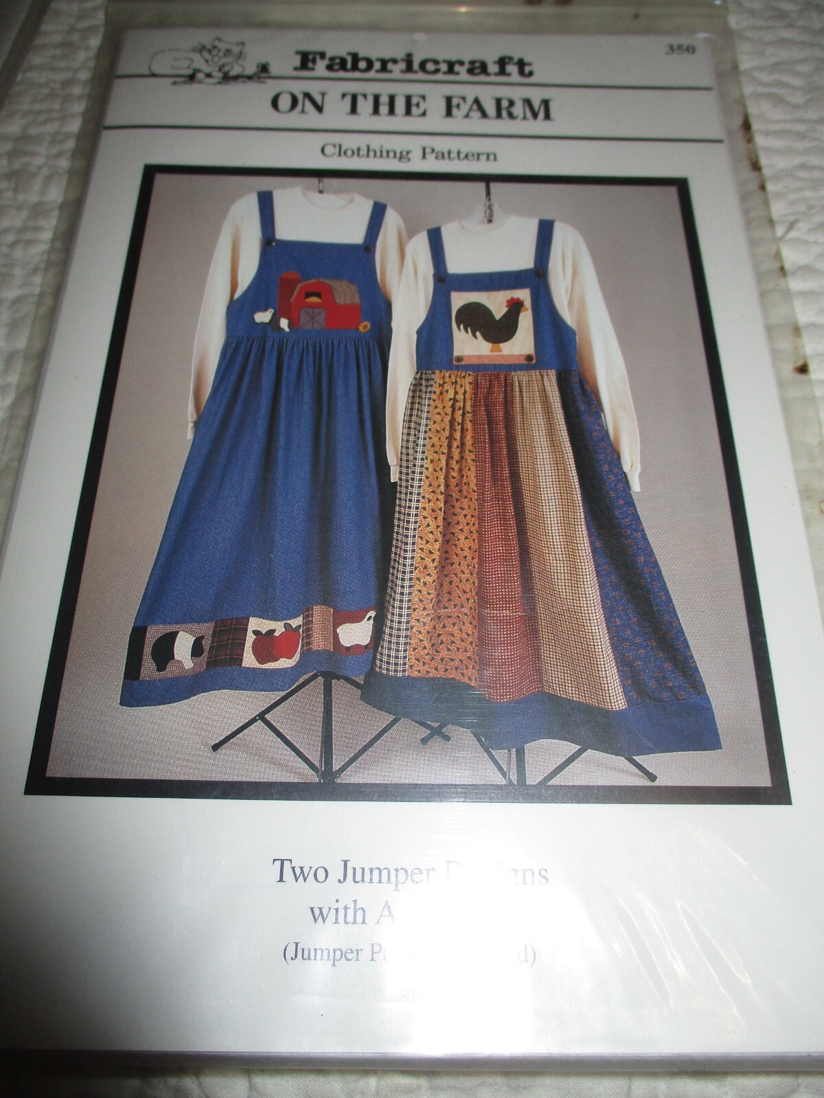 Fabricraft On The Farm Two Jumper Design Patterns Uncut w/Appliques XS-Large sz.