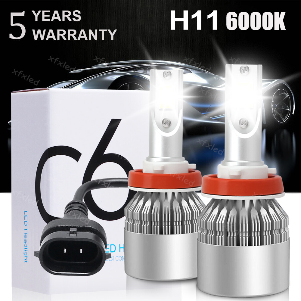 2PCS H11 LED Headlight Super Bright Bulb Kit 6000K White HIGH/LOW Beam Fog Light