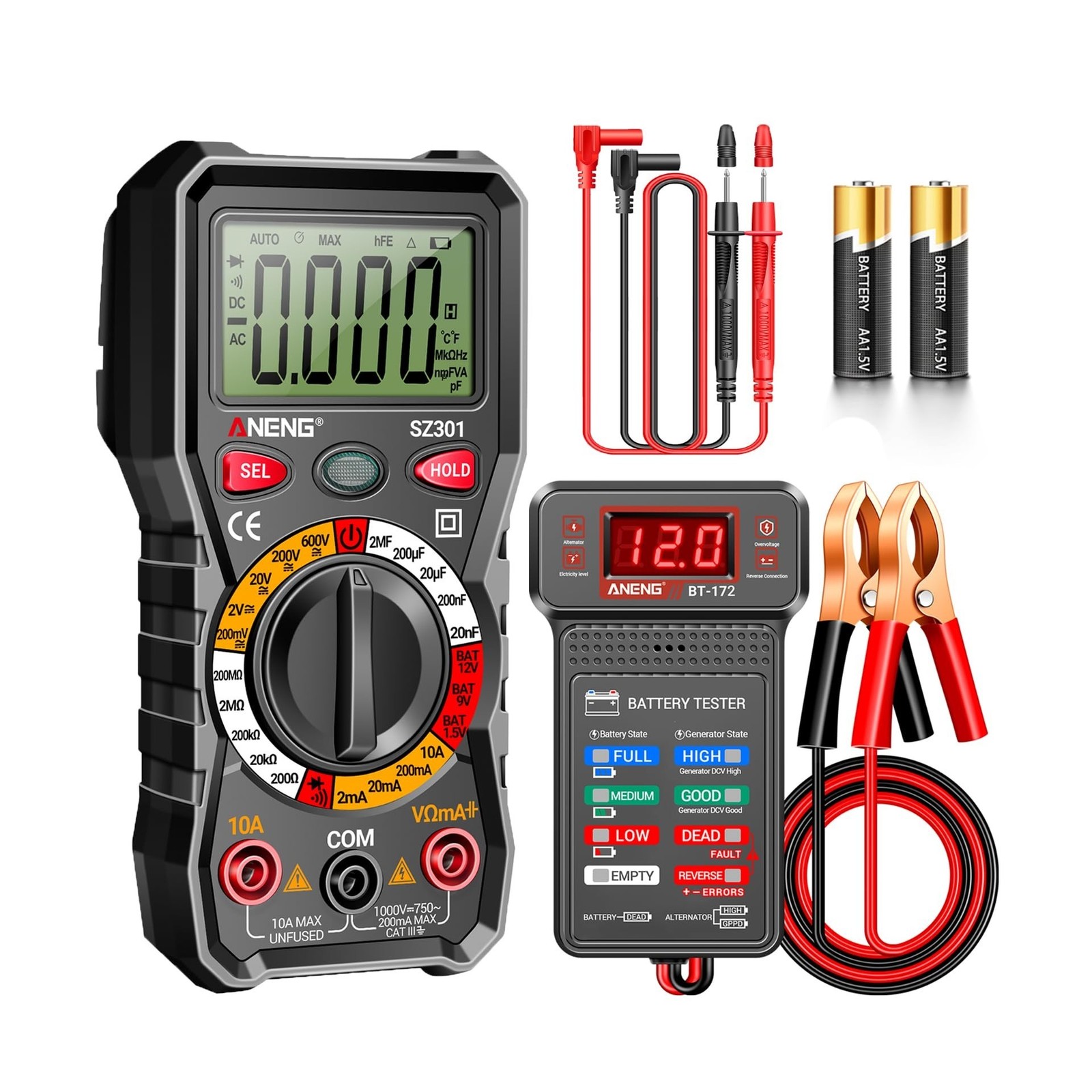 ANENG Digital Multimeter with Car Battery Tester,12V Digital Automo... Fast Ship