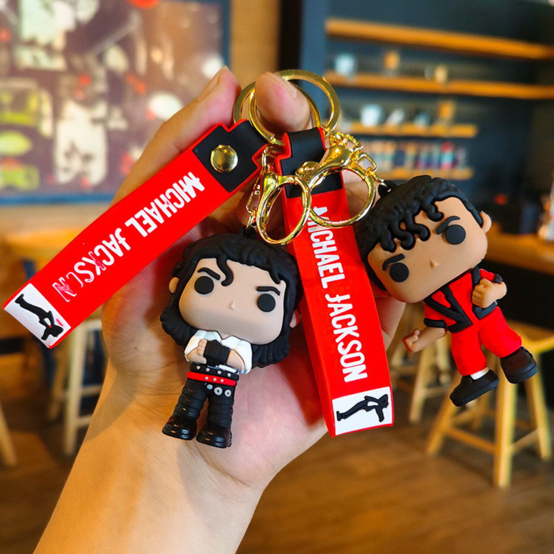 Michael Jackson Keychain King of Dance Mini Idol Figure Key Ring Toy Collectible
