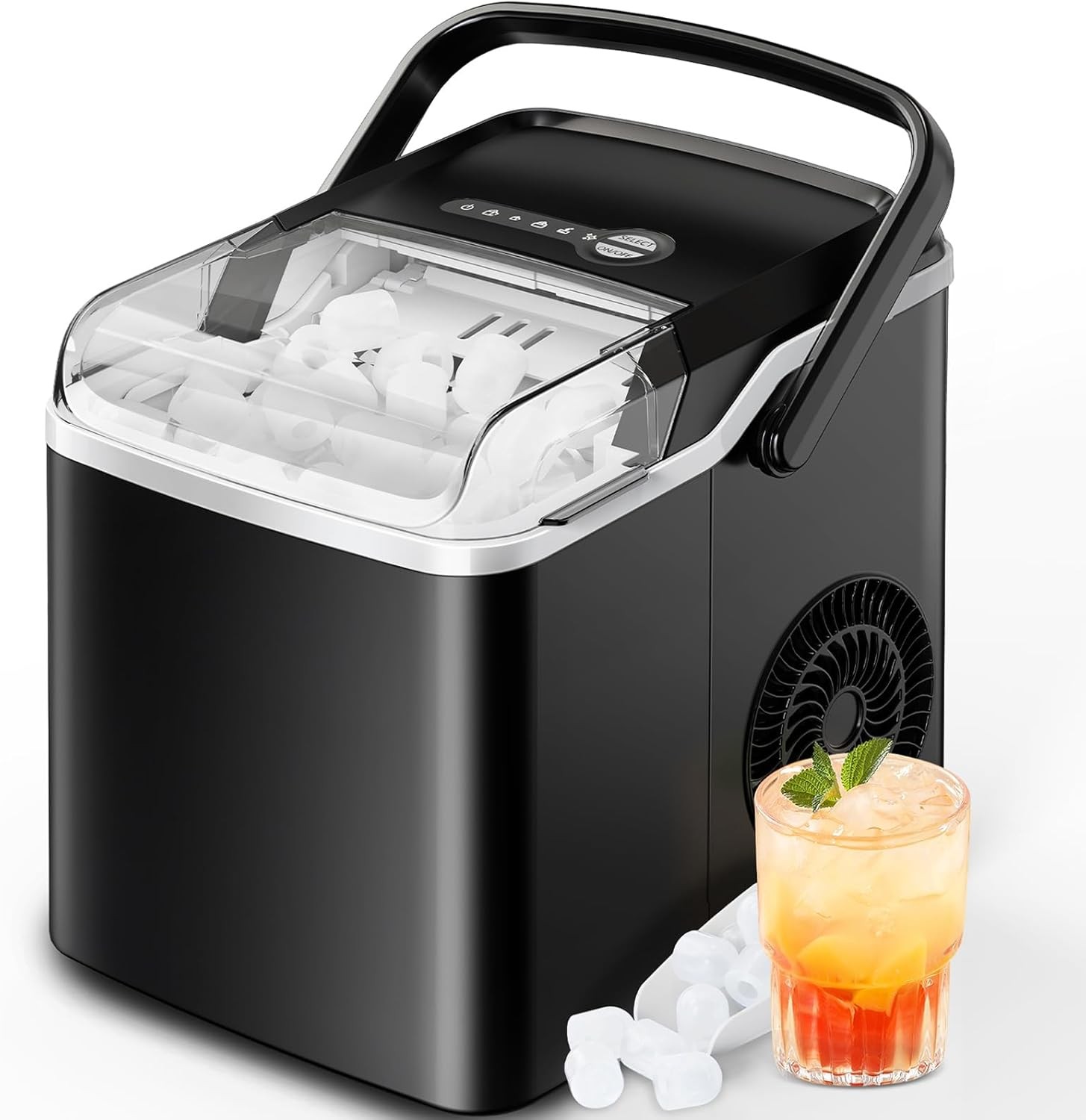 Countertop Ice Maker, 9 Cubes Ready in 6 Mins, 26lbs in 24Hrs,