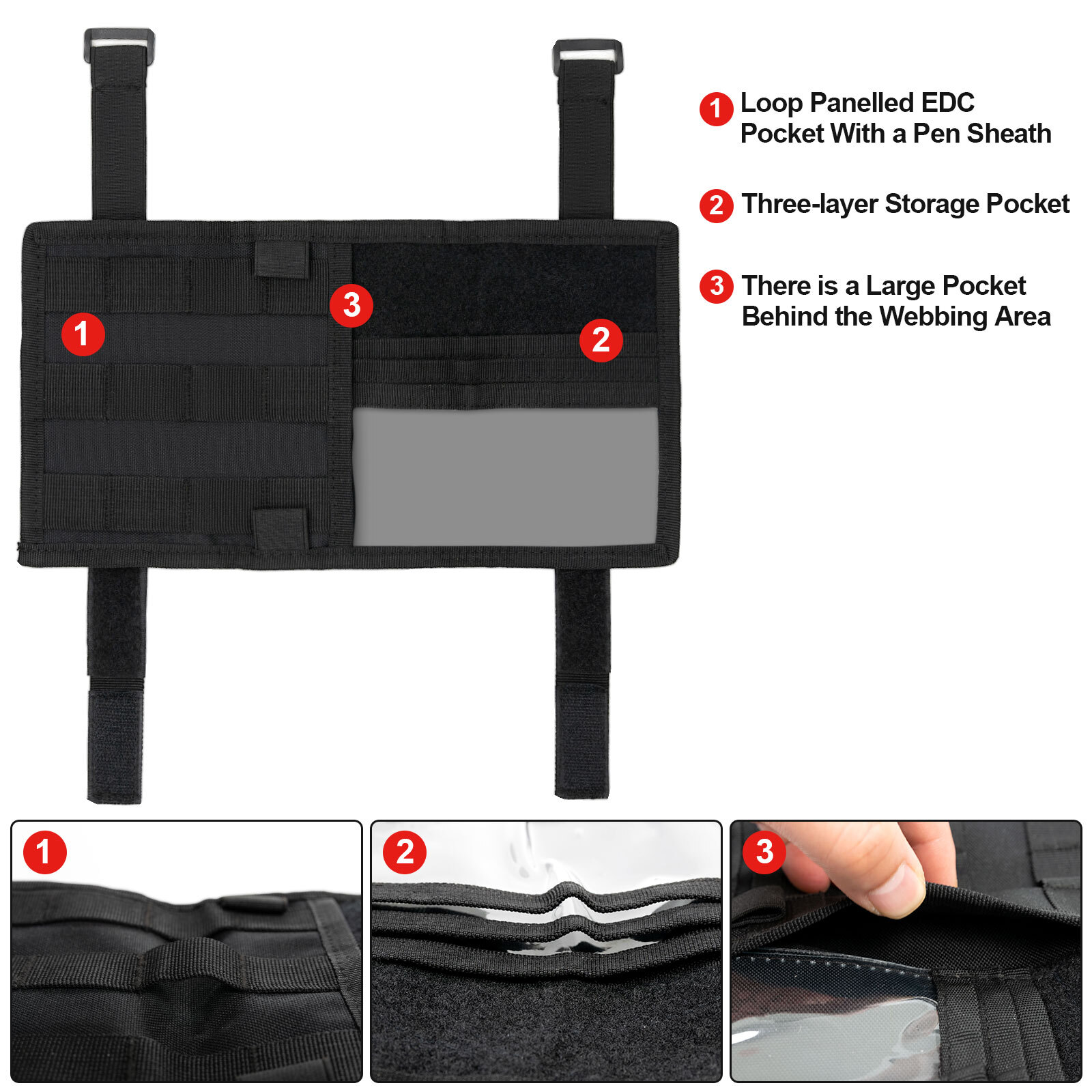 Tactical MOLLE Vehicle Visor Panel Car Truck Sun Visor CD Card Organizer Nylon