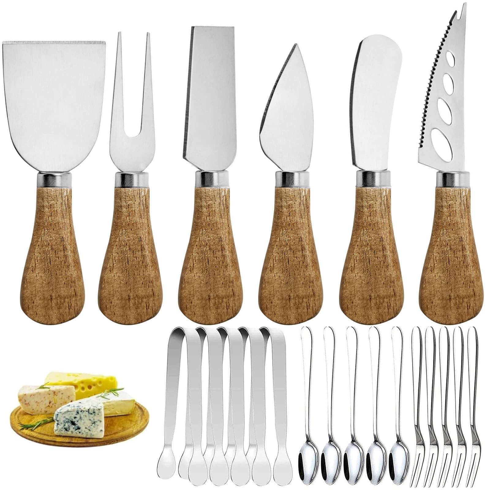 Charcuterie Board Accessories Set - Stainless Steel Spreader Knives with Wood...